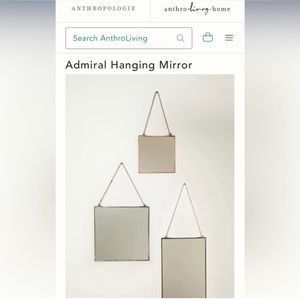 Anthropologie Admiral Hanging Large Square Mirror